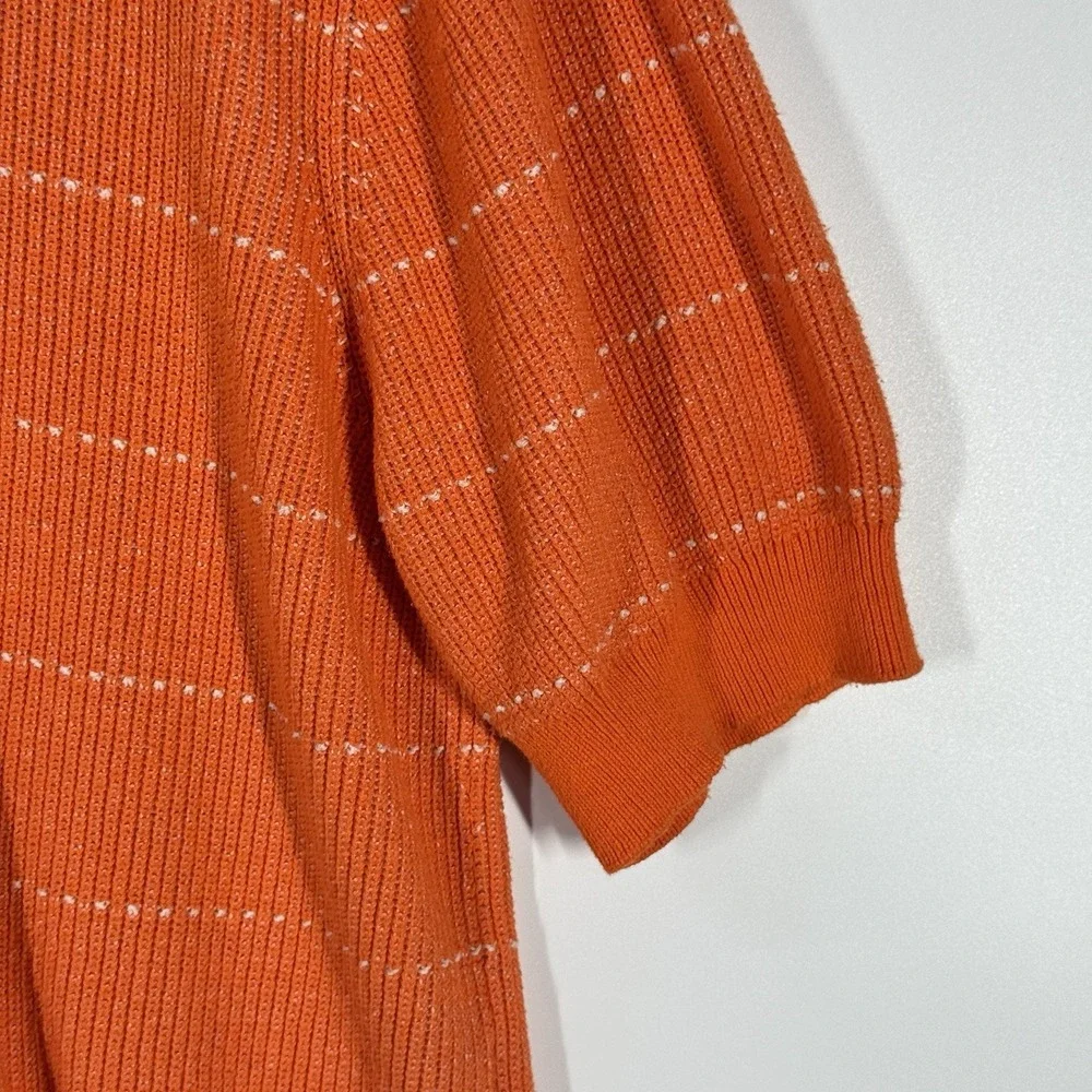 Ann Taylor Factory Sweater Womens XL Orange Knit Short Sleeve Cozy Spring - Picture 5 of 9